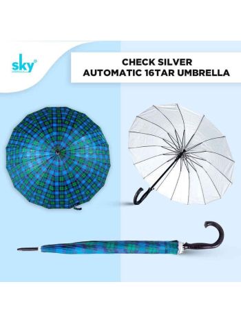 Check Blue 16tar Automatic Sky Umbrella