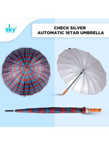 Check Red 16tar Automatic Sky Umbrella